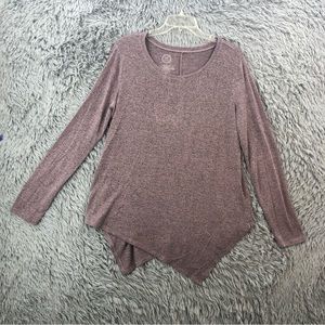 Maurices Shirt 24/7  Medium Purple Heathered Soft Long Sleeve Asymmetrical Hem